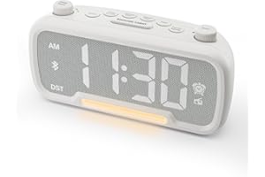MESQOOL Alarm Clock with Bluetooth Speaker, FM Radio, Alarm Clock for Bedroom with USB Chargers, Dimmer and 12/24H,Snooze,Battery Backup, Plugged in Clock Radio for Adult Kid