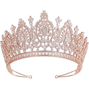 QXMYOO Large Wedding Crowns Cubic Zirconia Sweet 16 Birthday Prom Quinceanera Tiaras for Women CZ Crystal Bridal Headpieces