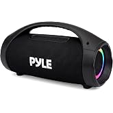 Pyle Portable Bluetooth Boombox Speaker - 100W Peak Power, 19H Battery, FM Radio, USB Playback, Aux in, TWS Pairing - Use for Home, Outdoor, Travel - LED Lights - Sturdy Carry Handle - PBTPSPWP25BK