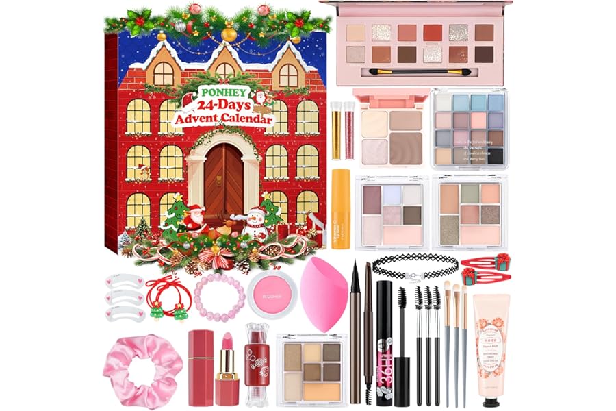 Ponhey Makeup Advent Calendar 2025,24 Days Christams Advent Beauty Calendar,Countdown Calendar For Girls Teens Women Adult,Xmas Holiday Beauty & Cosmetic Surprise Gift