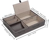 BELLE VOUS Brown Faux Leather 5 Compartment Valet Organiser Tray view 2