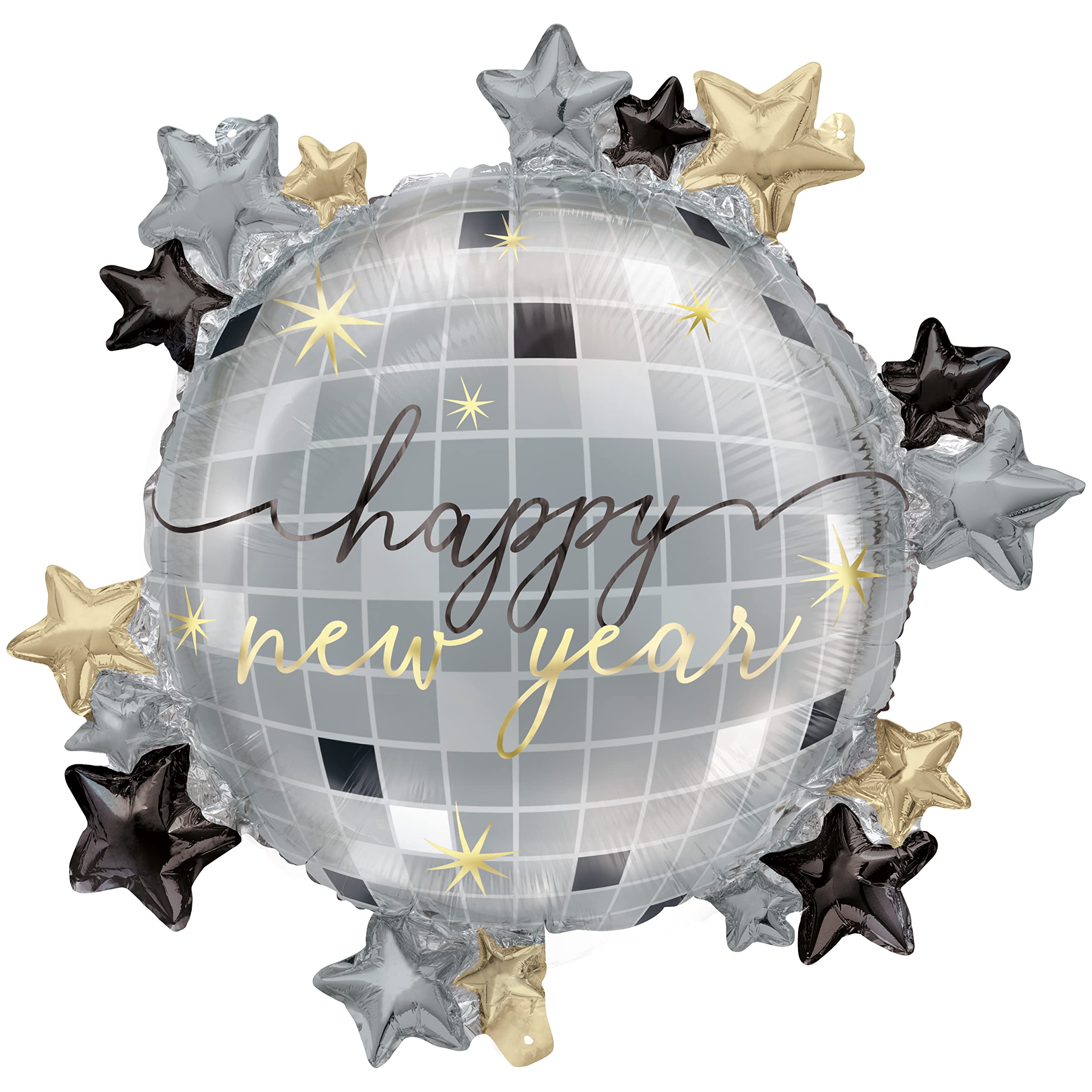 Unique 47964 - Foil Stamped Octagonal Paper Plates - 21 cm - Disco New Year Party - 8 Count (Pack of 1)