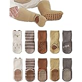 BEHELE Baby Non-skid Grip Socks Toddler Socks Warm Thick Anti Skid Slipper Crew Socks for Girls Boys Newborn Infant 5 Pairs