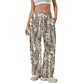 Ceputer Camo Pants for Women Drawstring Wide Leg Cargo Pants Baggy High Waisted Sweatpants Fleece Y2k Camouflage Jogger Pants