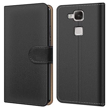 Conie BW9367 Basic Wallet Kompatibel mit Huawei Mate 7, Booklet PU Leder Hülle Tasche mit Kartenfächer und Aufstellfunktion f