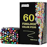 Dyvicl Fineliner Fine Point Pens, 60 Colors 0.4mm Fineliner Color Pen Set Fine Point Markers Fine Tip Drawing Pens for Bullet
