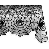 DII Black Lace Overlay Tabletop Collection Gothic Halloween Decor, Tablecloth, 54x72, Spider Web