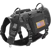 Forestpaw Tactical Dog Harness for Medium Dogs,Service Dog Vest,M,Black | Adjustable Fits 22-35" Chest,30-80 lbs,No Pull Military for Walking Training,Heavy Duty Metal Buckle,Pouches &amp; Patches Set