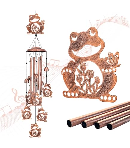 StealStreet Windspiel „Frösche“ – Rundes Design, Aus Kupfer & Polyresin | Ca. 58 Cm Hoch, Für Garten & Veranda