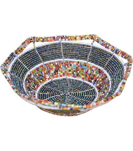 アフリカ　飾り皿　Made in Kenya Amazon.com: Handmade From Africa - Handmade Beaded Wire Bowl