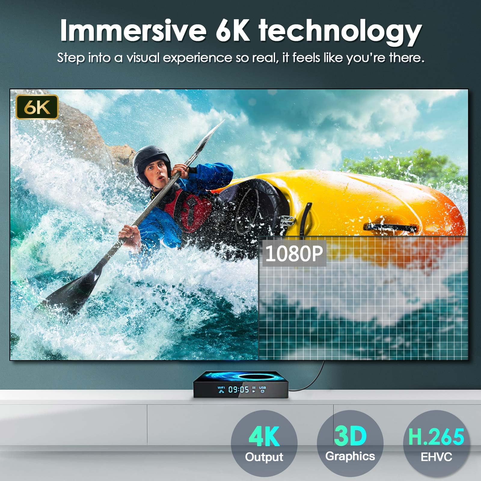 Android TV Box 4GB RAM 128GB ROM, 2025 Android TV Box 10.0 with Max Storage, 4K 6K Smart Box Allwinner H616 3D H.265 2.4G/5G Dual-Band Wi-Fi Bluetooth 100M Ethernet Smart Box for TV