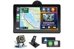 KYLTOOR 2025 Wireless Apple CarPlay&Android Auto, 7In Touchscreen Portable Car Stereo CarPlay with Backup Camera, Car Audio Receivers with Bluetooth/Mirror Link/FM/Siri/GPS Navigation for All Vehicles