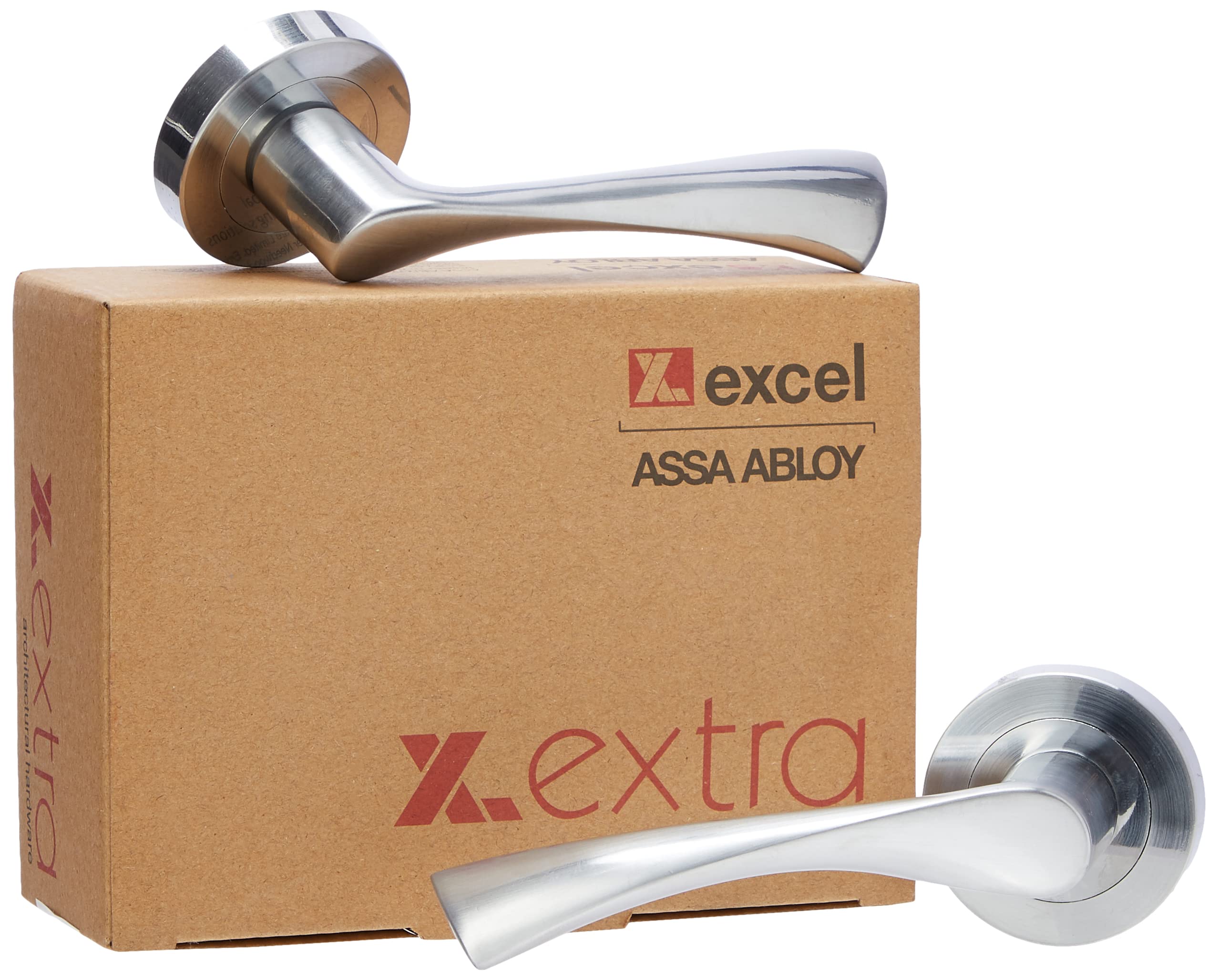 Excel Architectural 3841 Satin Chrome Lever on Rose Door Handles Aztec Design Pairs