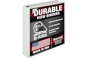 Samsill 16457 Non-Stick D-Ring View Binder, 1.5-Inch, White