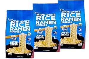Lotus Foods Wide White Rice Ramen Noodles - Gluten Free & Organic Wide Rice Noodles for Soup Broth & Stir Fry, Wavy Asian Dried Rice Noodles, Vegan Friendly - 10 oz 4 Pack (Pack of 3)