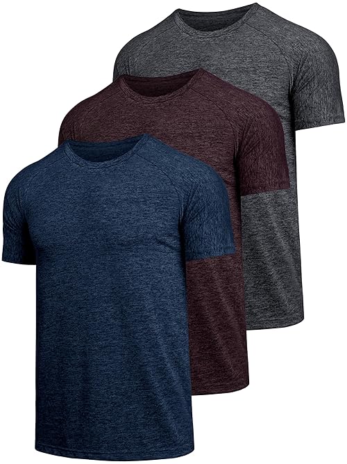 Teesmen 3 Pack Men's Quick Drying Shortsleeve Light and Breathable Sports T-Shirt Gym Wicking T Shirt（Multicolor set2-3XL）