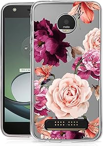 BAISRKE Moto Z2 Play Case, Moto Z2 Force Case with Flowers Slim Shockproof Clear Floral Pattern Soft Flexible TPU Back Cove for Moto Z2 Play / Z2 Force [Purple]