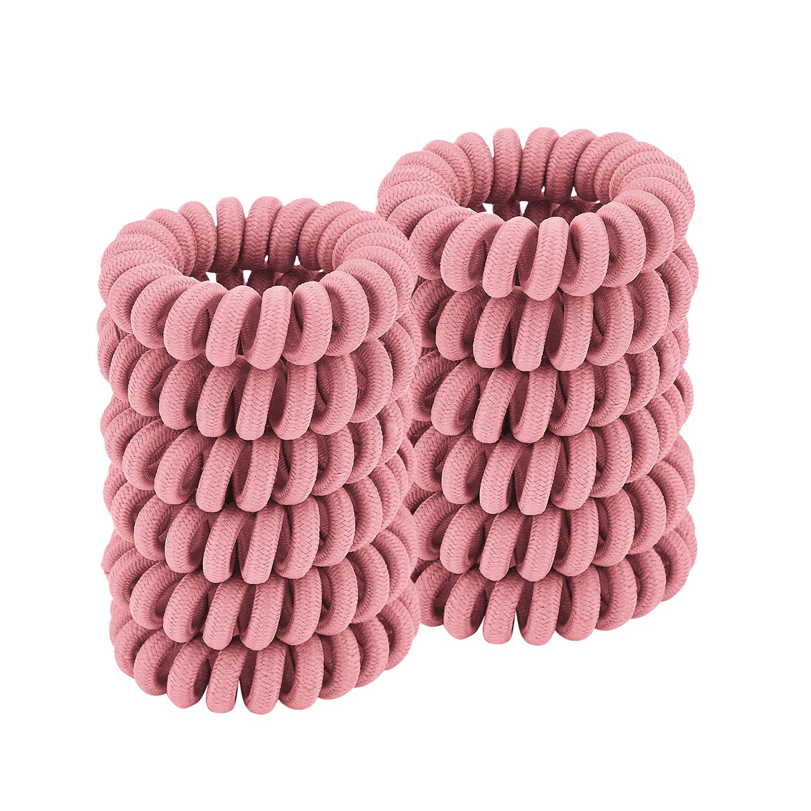 ZOUIQSS Spiral Hair Ties,Ponytail Holder Phone Cord Hair Coil Bands for Women Girls,Traceless,Strong Hold,Suitable for All Hair Types(Cloth Pink,12 Pcs)