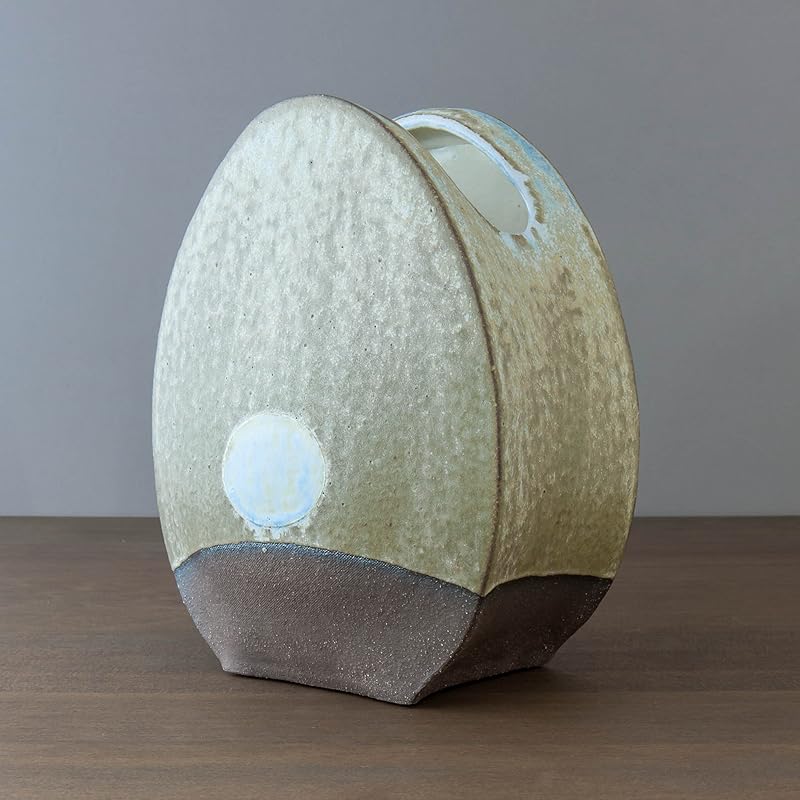 Large Sculptural Elliptical Vase with Matte Handmade