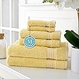 MARTHA STEWART Egyptian Cotton Bath Towels Set - 6 Piece, 2 Bath Towels - 2 Hand Towels - 2 Washcloths, Absorbent Bathroom Towels, Bathroom Essentials, Butter