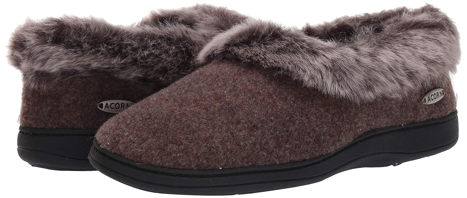 acorn faux chinchilla collar slipper