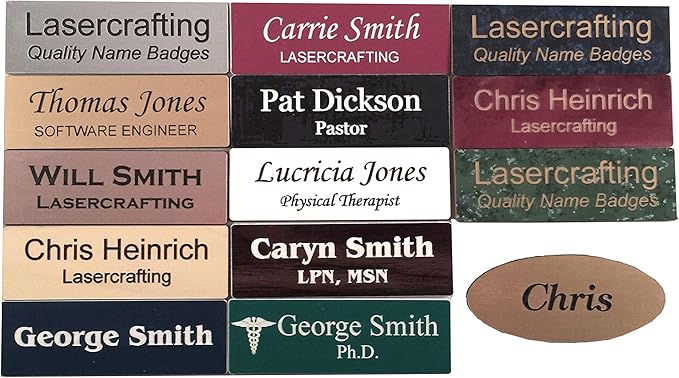 Amazon Com Business Name Id Badge Custom Engraved Magnet Pin Screws Or Tape Size Choices Business And Store Signs Office Products