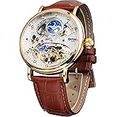 FORSINING Automatic Mechanical Watch, Self Winding Skeleton Watch for Mens, Mechanical Tourbillon Steampunk Fashion Men Watch Date Day Dress Watch Gift for Men