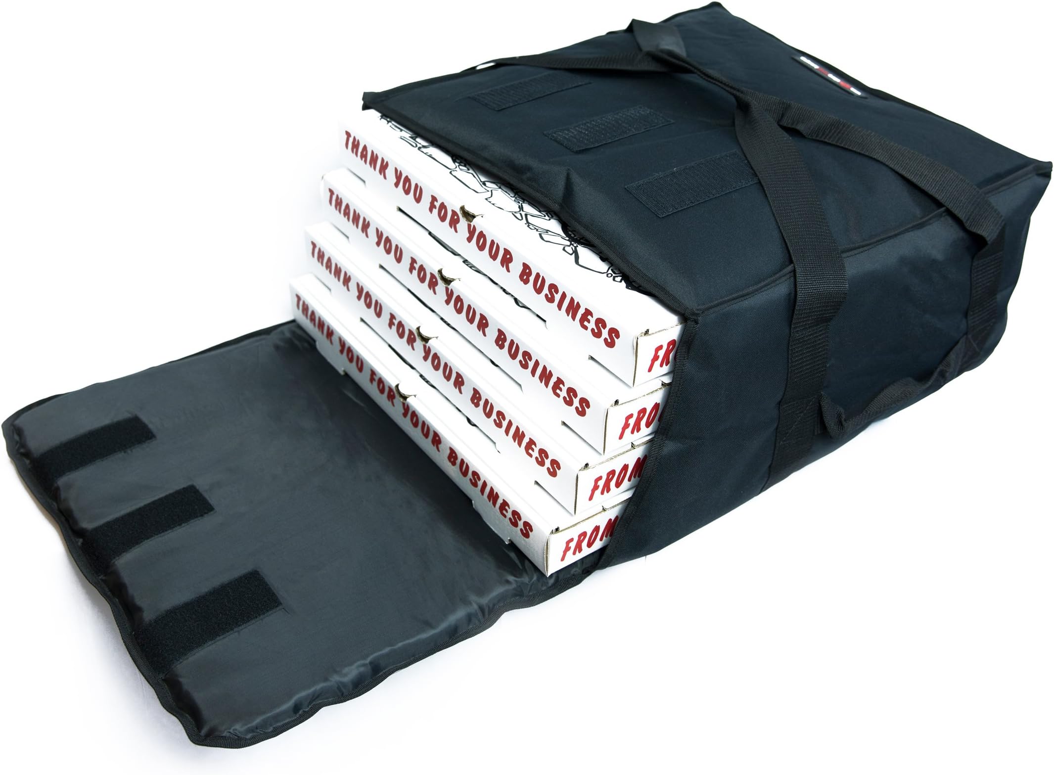 Black Polyester Insulated Pizza/Food Delivery Bag 16″ - 18″ Professional Large Pizza Delivery Bag- Moisture Free- Extra Insulation (18 x 18 x 9)