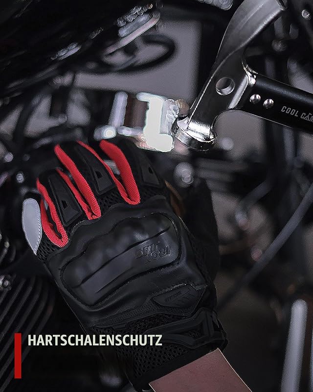 Motorradhandschuhe Herren Sommer Touchscreen weich atmungsaktiv und bequem geeignet für Motorradfahren Bergsteigen Wandern und andere Outdoor-Sportarten Rot-M