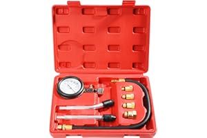 RESWISH 8 PCS Compression Tester Automotive,Small Engine Cylinder Test Pressure Gauge Tool Set,Petrol Engine Cylinder Compression Tester Kit,Automotive Tool Gauge for Car Motorcycle Snowmobile Petrol Engine