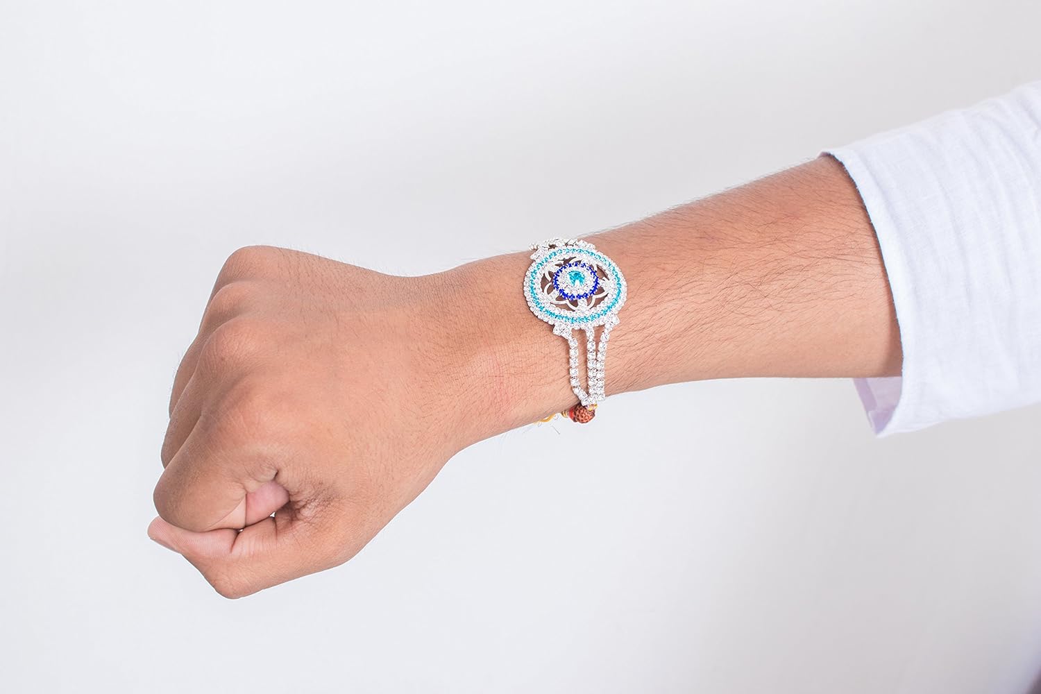 jaipuri diamond designer rakhi gift set for brother (pack of 4)