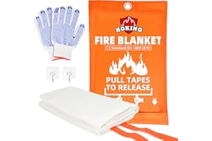 HOKING 47"x47" Fire Blanket for Home and Kitchen, Emergency Fire Blankets to Smother a Kitchen Fire, Prepared Flame Suppression Survial Safety, Fiberglass Fire Blanket for Car House Camping, 1 Pack