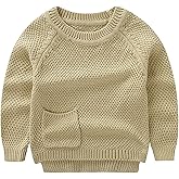 Peecabe Toddler Baby Girl Boy Cable Knit Sweater Cotton Infant Pullover Crewneck Long Sleeve Sweatshirt Fall Winter