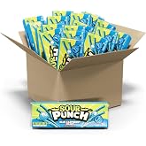 Sour Punch Straws, Blue Raspberry Fruity Flavor, Soft &amp; Chewy Candy, 4.5oz Tray (24 Pack)