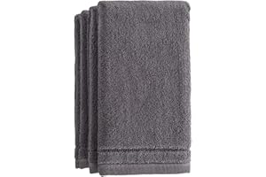Creative Scents Cotton Fingertip Towels Set - 4 Pack - 11 x 18 Inches Decorative Small Extra-Absorbent and Soft Terry Towel for Bathroom - Powder Room, Guest and Housewarming Gift (Grey)