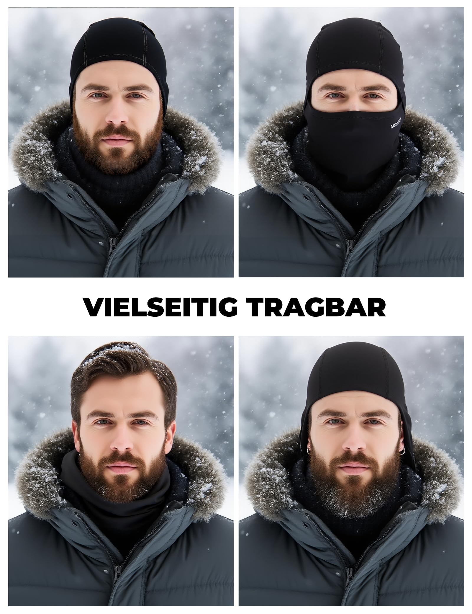 ROCKBROS Sturmhaube Balaclava Skimaske Winddicht Warm für Fahrrad Ski Motorrad Winter Unisex Einheitsgröße, Schwarz 6