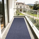 Stripe Runner Rug 3 x 15 ft Indoor Outdoor, Gray Non Slip Rubber Backing, Waterproof Low Profile Area Runner for Hallway, Entryway, Kitchen, Patio, Garage, Stairs &amp; Laundry