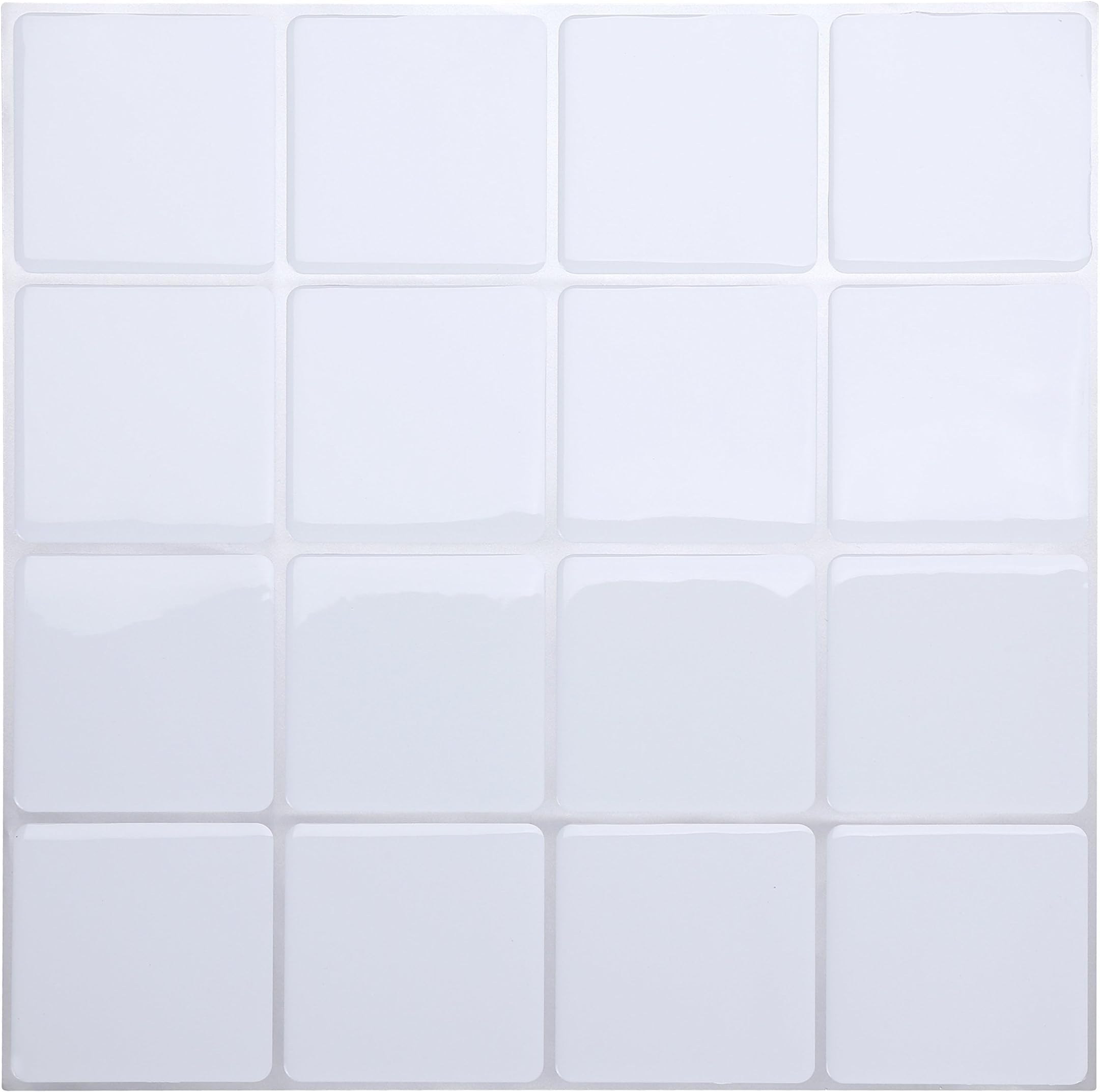 Wall Crafts 3D Wall Stickers Peel and Stick on Tiles for Kitchen/Bathrooms / Living Rooms/Bedrooms Tiles Stickers Mosaic Tiles, 12"x12", 10 pcs Pack, Subway Tile, Pure White Color