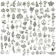 Wholesale Bulk Lots Jewelry Making Silver Charms Mixed Smooth Tibetan Silver Metal Charms Pendants DIY for Necklace Bracelet 