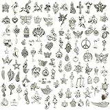 Wholesale Bulk Lots Jewelry Making Silver Charms Mixed Smooth Tibetan Silver Metal Charms Pendants DIY for Necklace Bracelet 
