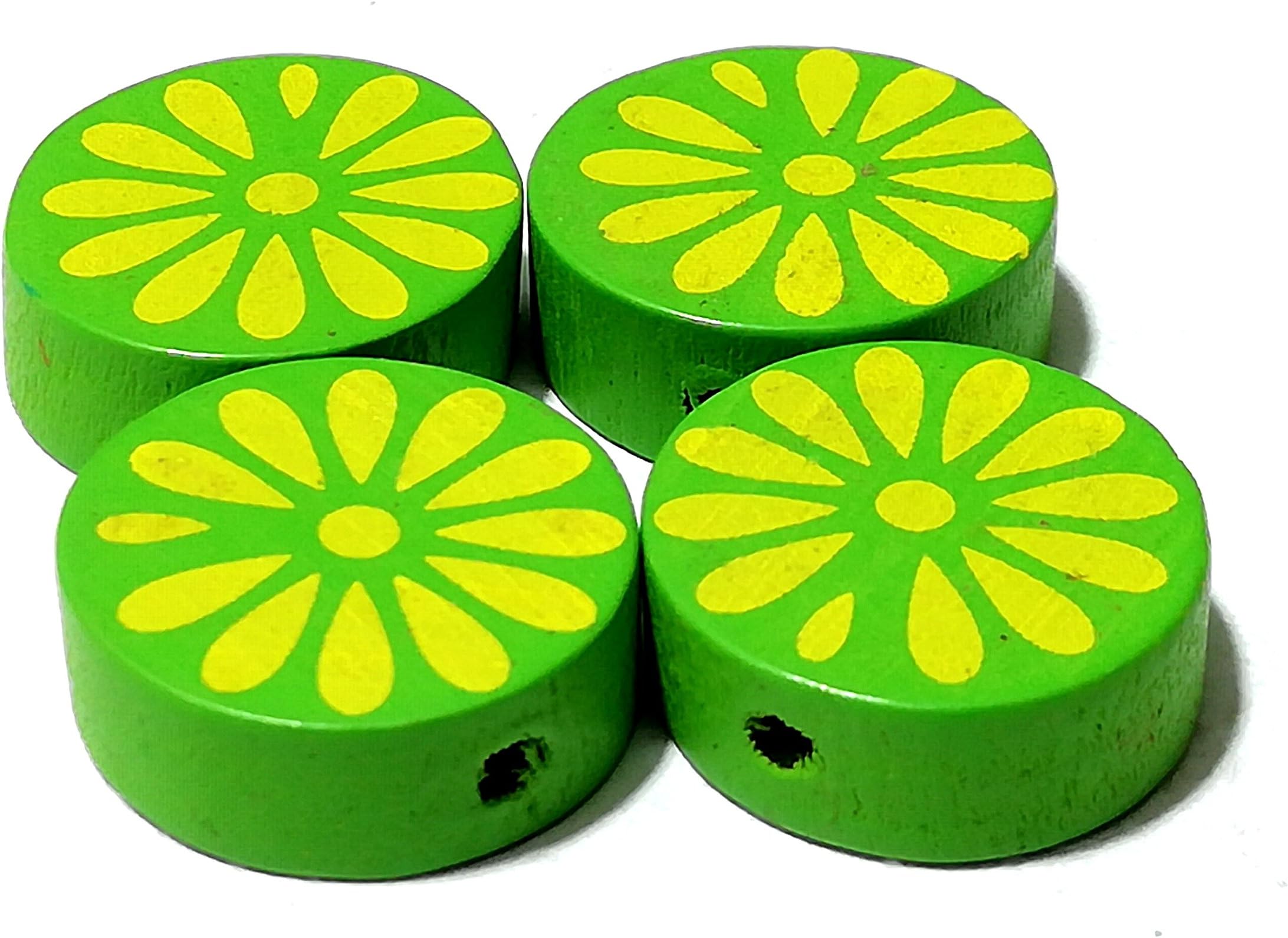 Goelx Wooden Candy Beads for Beading, Jewellery Making & Art Craft Work !! Size : 18mm X 6mm - Green