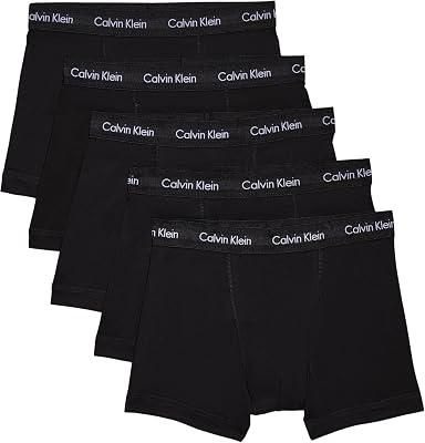 Boxer Homme Lot De 5 Caleçon Coton Stretch, Noir (Black W Black Wb), XS