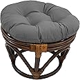 Blazing Needles Solid Twill Round Footstool Cushion, 18", Steel Grey