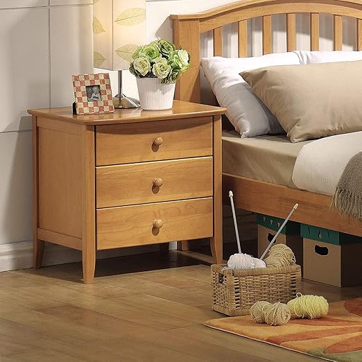 Amazon Com Henf 3 Drawer Nightstand For Bedroom Modern Night Table Small End Table Storage Organizer Bedside Table Bed Stand For Bedroom Living Room Fully Assembled Maple Kitchen Dining