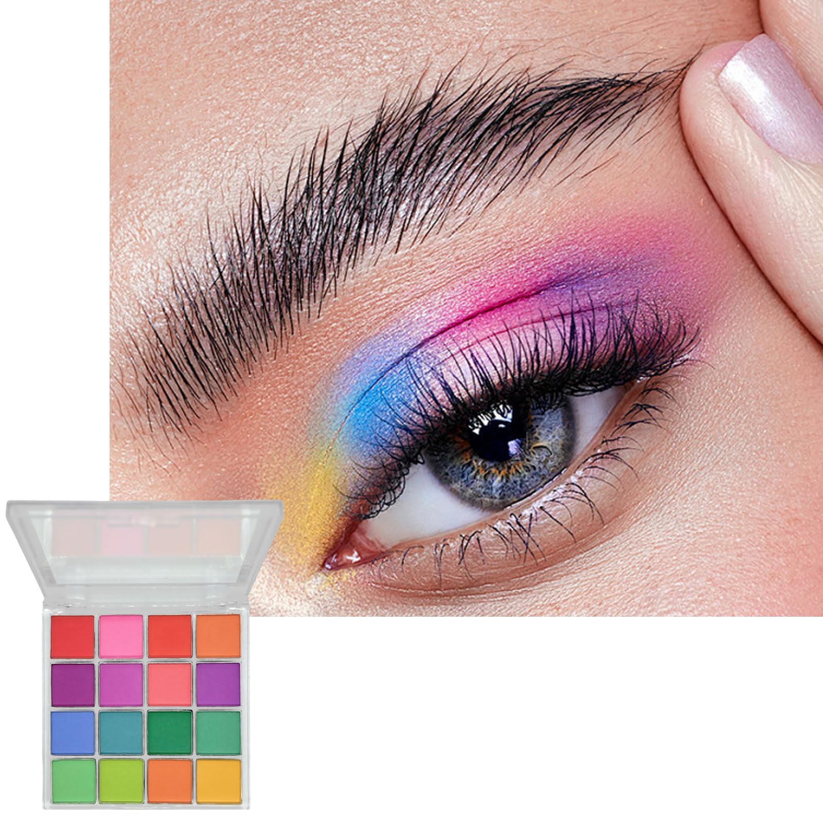 16 Color Eyeshadow Palette, Rainbow Eyeshadow Set, Matte Colorful Eye Makeup Shadow Palettes, Red Green Yellow Blue Make up Palettes, Highly Pigmented, Christmas Gifts for Women