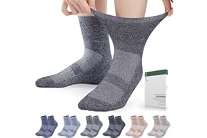 Bulinlulu Diabetic Socks for Men Women,6 Pairs Bamboo Viscose Non Binding Ankle Diabetic Socks for Women Men Size 6-9 9-12