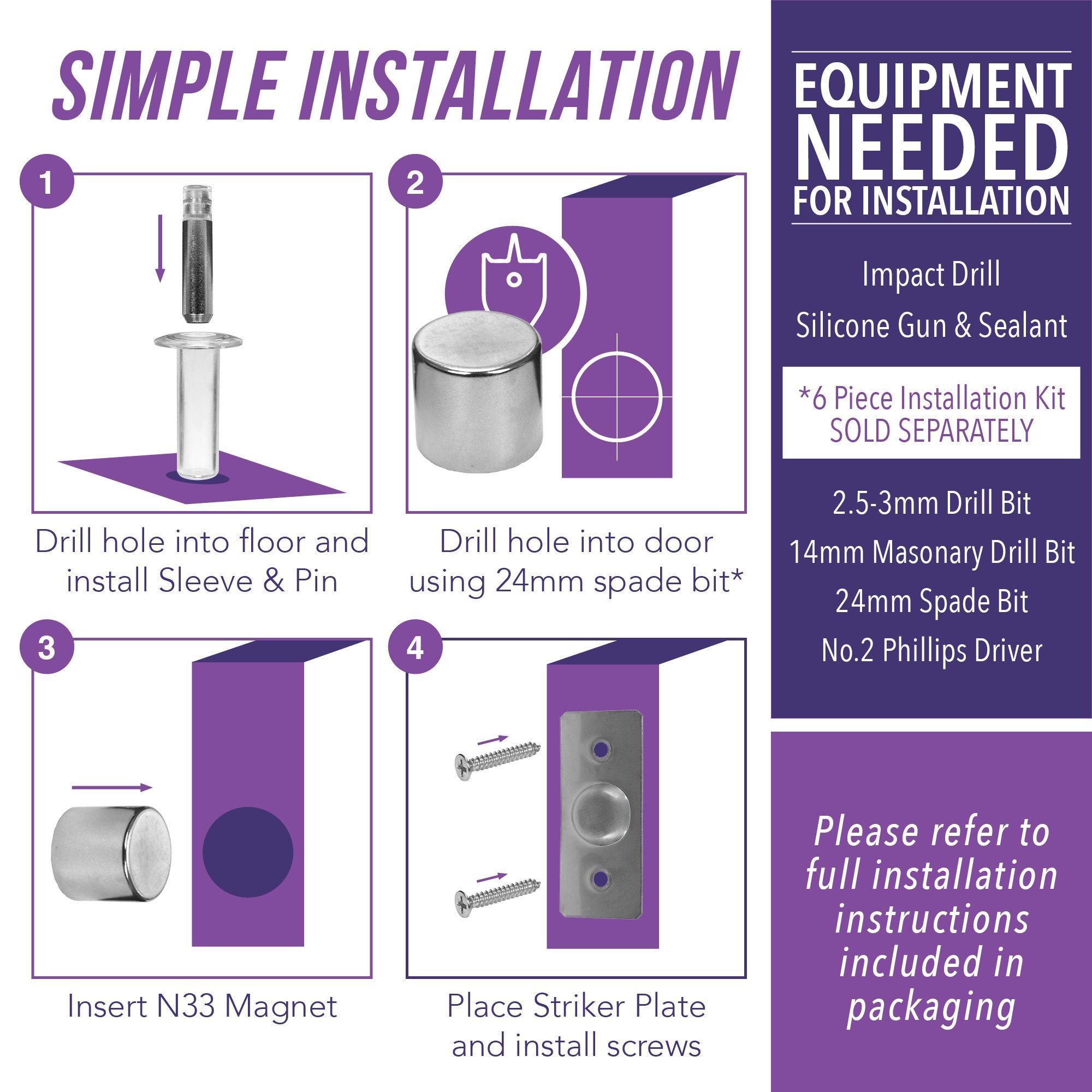 Fantom Door Stop Heavy Duty Door Stopper Easy to Install