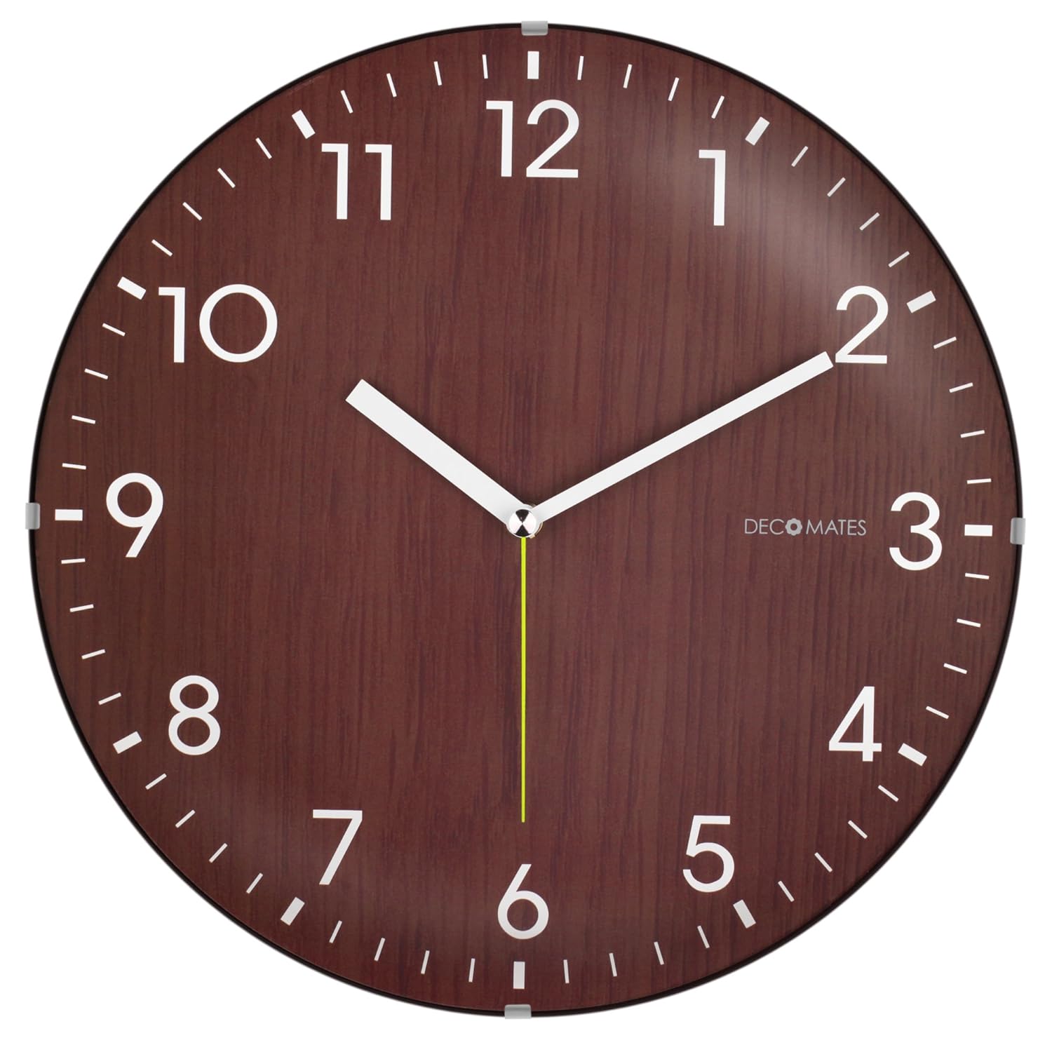 NonTicking Silent Wall Clock, Dome Wooden, Brown