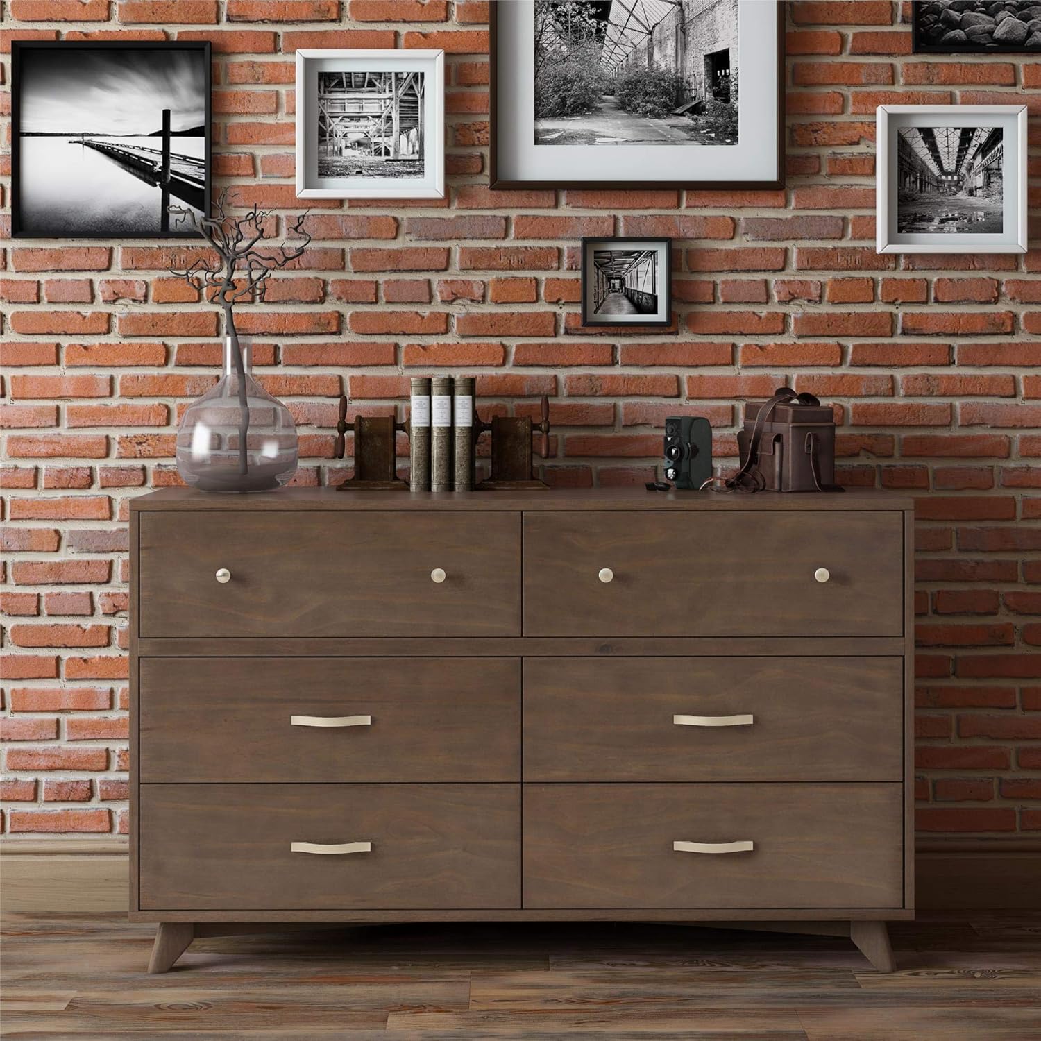 siegel 6 drawer dresser walnut