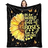 Sunflower Gifts for Women, Birthday Gifts for Sunflower Lovers, Inspirational/Get Well Soon Gift for Women, Sunflowers Gift for Her Throw Blanket 60" x 50", Sunshine Presents for Woman/Girls/Friend